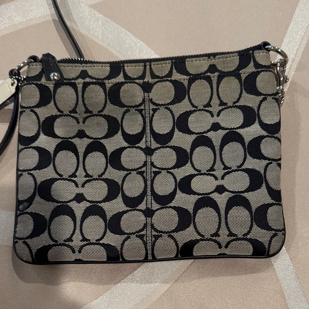 Coach Signature Black and Cream Crossbody Bag - Picture 3 of 4